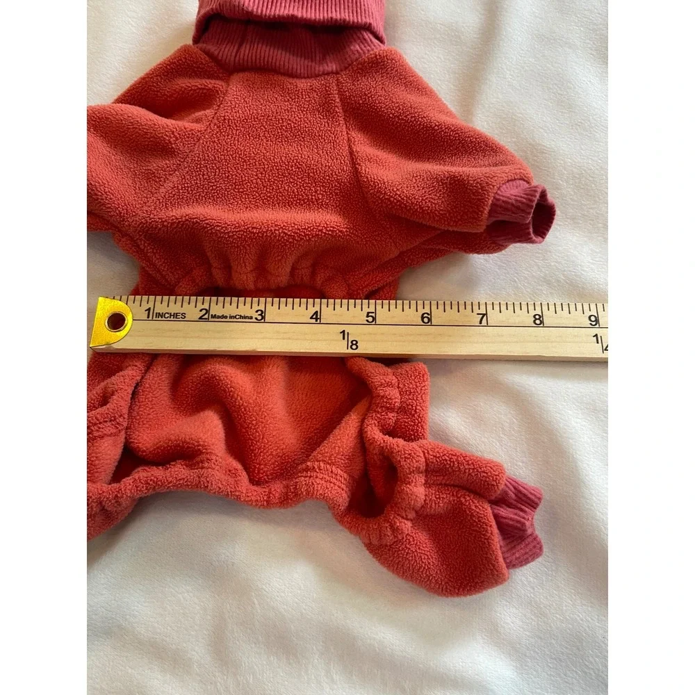 Fitwarm Dog Pajamas Burnt Orange Fleece Smile Turtleneck Pet Jumpsuit XSmall